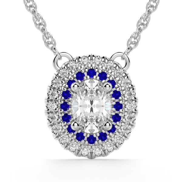 Almeria Sapphire Necklace, Default, 14K White Gold, 