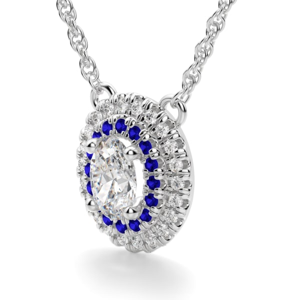 Almeria Sapphire Necklace, 14K White Gold, Hover, 