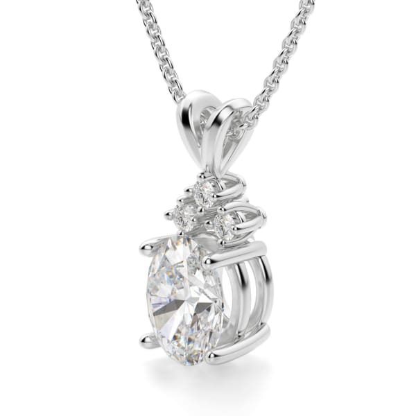 Always And Forever Oval Cut Pendant, 14K White Gold, Hover, 