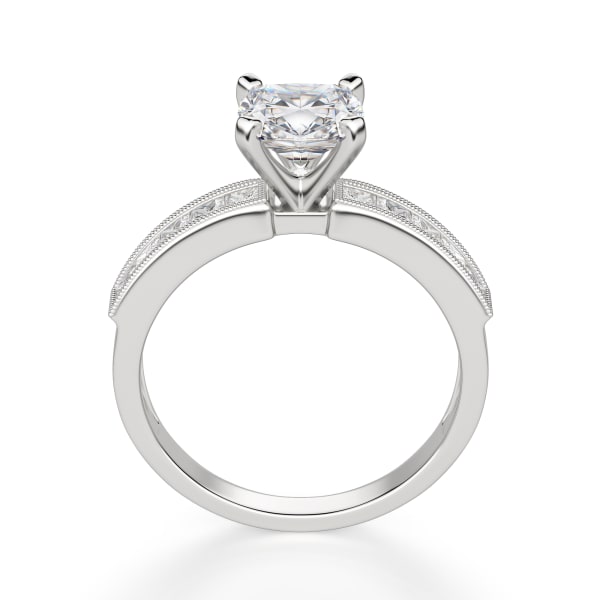 Alyssa Engagement Ring With 3.00 Ct Cushion Center DEW Ring Size 6.25-7.25 14K White Gold Moissanite, 14K White Gold, Hover, 