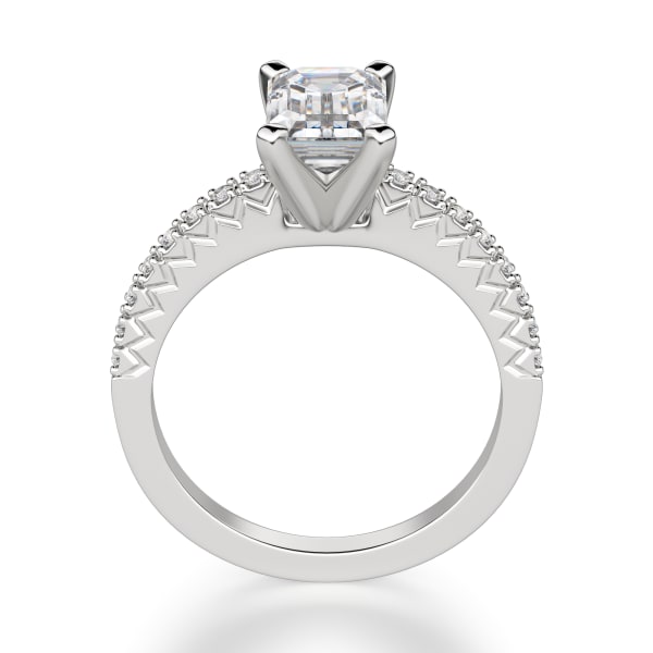 Angelix Emerald Cut Engagement Ring, 14K White Gold, Hover, Platinum