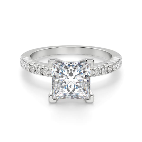 Angelix Princess Cut Engagement Ring, 14K White Gold, Default, Platinum