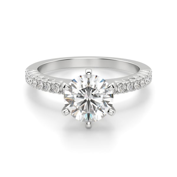 Angelix Round Cut Engagement Ring, 14K White Gold, Default, Platinum