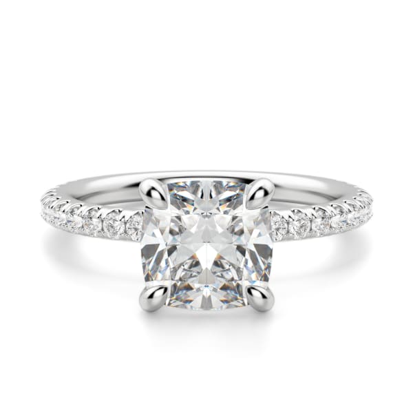 Arezzo Accented Cushion cut Engagement Ring, Default, 14K White Gold, Platinum,
