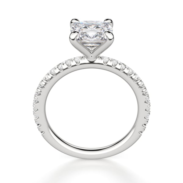 Arezzo Accented Cushion cut Engagement Ring, Hover, 14K White Gold, Platinum,