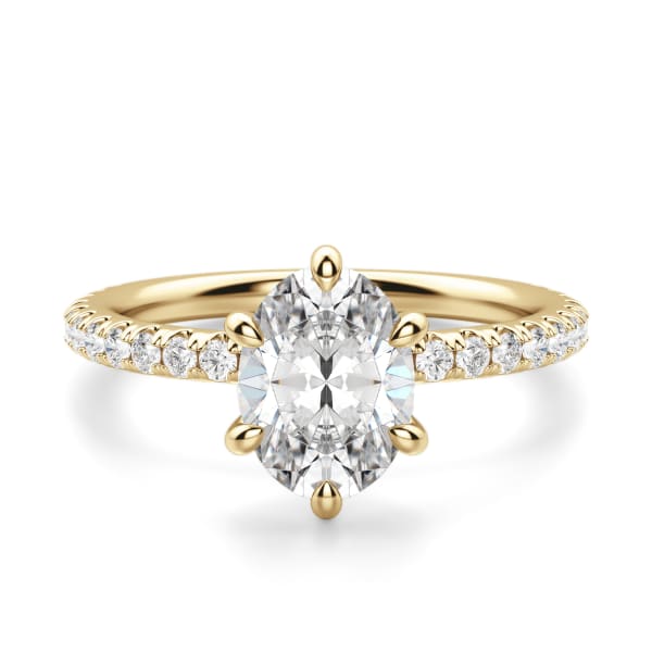 Arezzo Accented Oval cut Engagement Ring, 14K Yellow Gold, Default, 