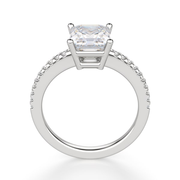 Basket Set Accented Asscher cut  Engagement Ring, 14K White Gold, Hover, Platinum, 