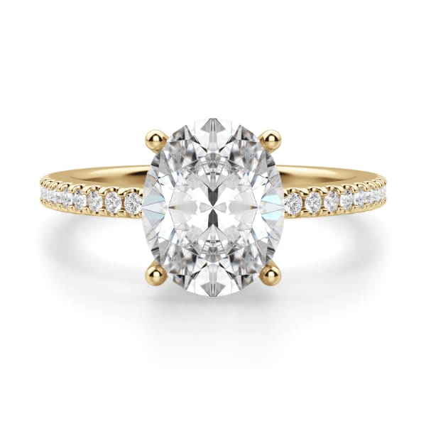 Basket Set Accented Oval cut Engagement Ring, 14K Yellow Gold, Default, 