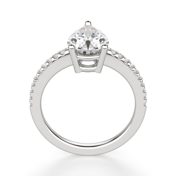 Basket Set Accented Pear cut Engagement Ring, 14K White Gold, Hover, Platinum, 
