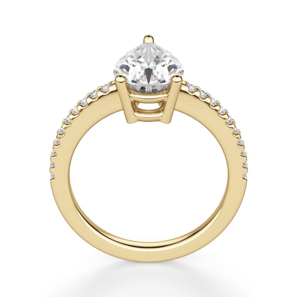 Basket Set Accented Pear cut Engagement Ring, 14K Yellow Gold, Hover, 