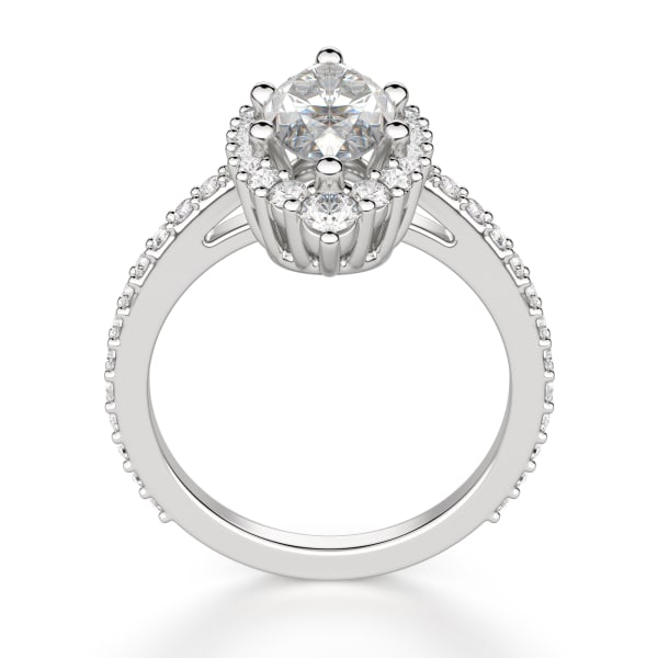 Barcelona Marquise cut Engagement Ring, 14K White Gold, Hover, 