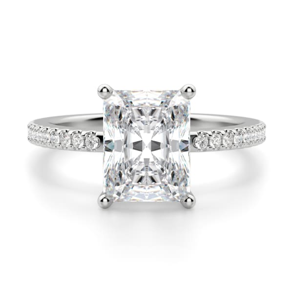 Basket Set Accented Radiant cut Engagement Ring, Default, 14K White Gold, Platinum, 