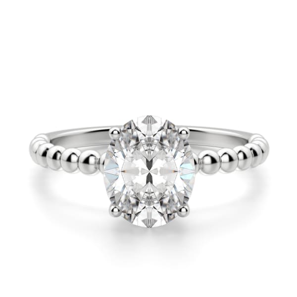 Beaded Band Oval cut Engagement Ring, Default, 14K White Gold, 
