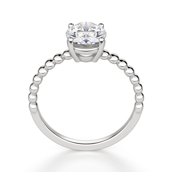 Beaded Band Oval cut Engagement Ring, Hover, 14K White Gold, 