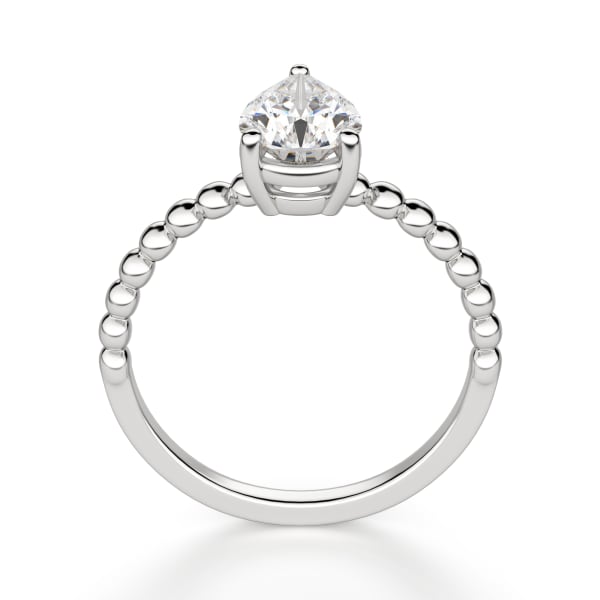 Beaded Band Pear cut Engagement Ring, Hover, 14K White Gold, 