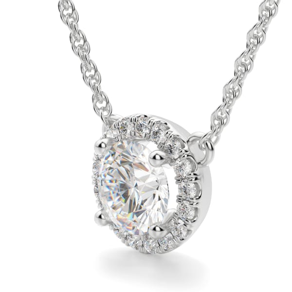 Berlin Halo Necklace, 14K White Gold, Hover, 