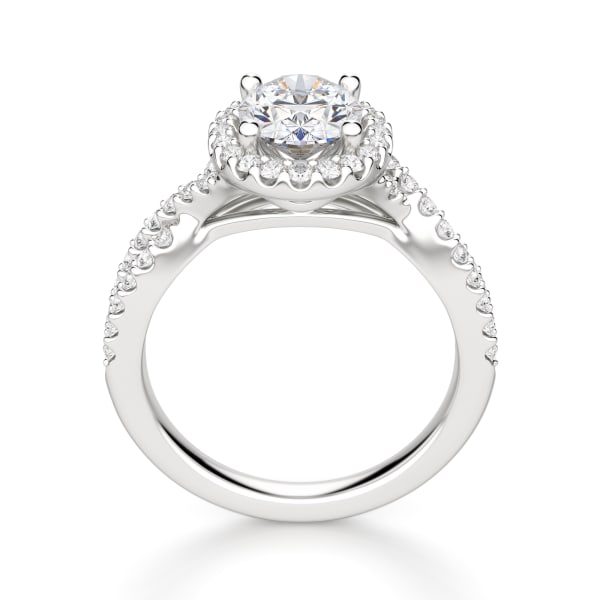 Capri Oval Cut Engagement Ring, Hover, 14K White Gold, 
