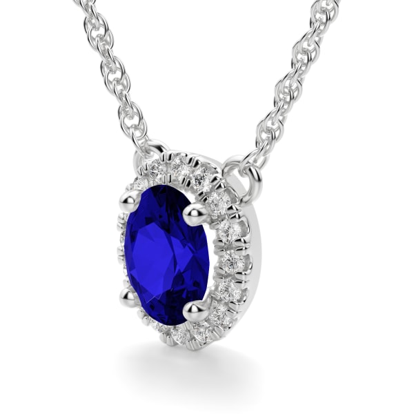 Carmona Sapphire Necklace, Hover, 14K White Gold, 