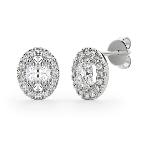 Carmona Stud Earrings 14K White Gold Moissanite, Hover, 