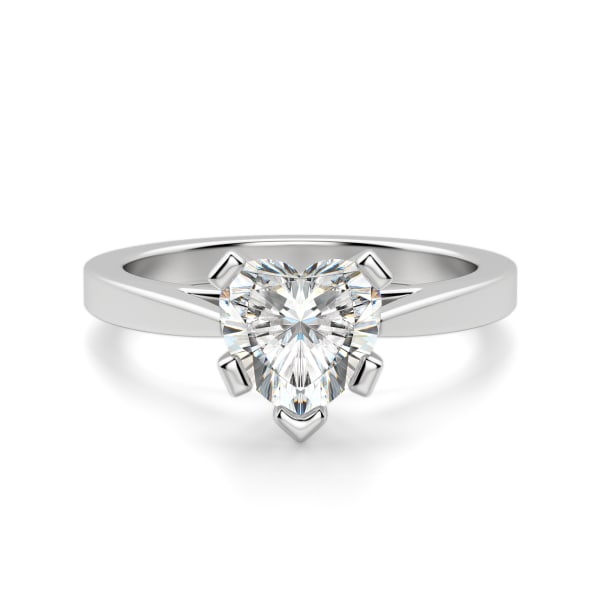 Cathedral Heart Cut Solitaire Engagement Ring, Default, 14K White Gold, 