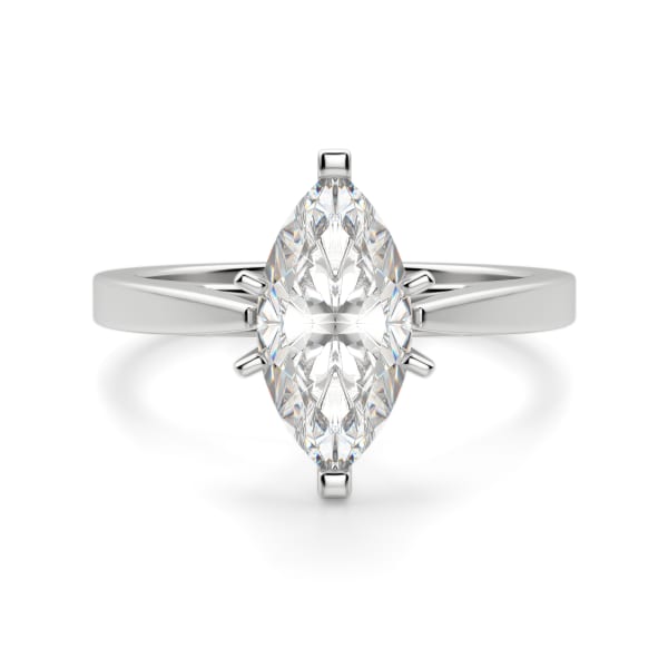 Cathedral Marquise Cut Solitaire Engagement Ring, Default, 14K White Gold, 