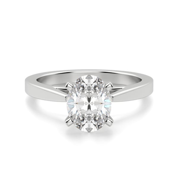 Cathedral Oval Cut Solitaire Engagement Ring, Default, 14K White Gold, 
