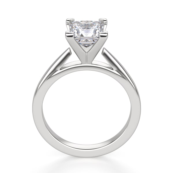 Cathedral Princess Cut Solitaire Engagement Ring, Hover, 14K White Gold, 