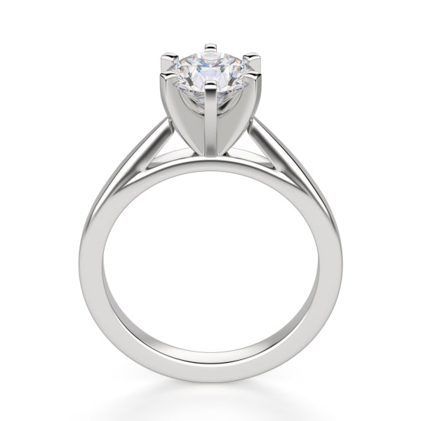 Cathedral Round Cut Solitaire Engagement Ring, Hover, 14K White Gold, 