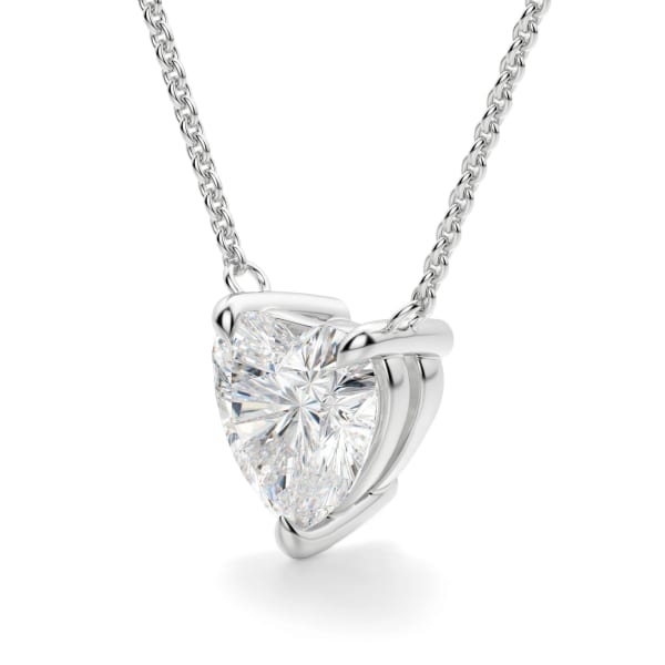Claw Prong Necklace With 0.25 ct Heart Center DEW 14K White Gold Nexus Diamond Alternative, Hover, 14K White Gold,