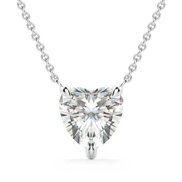 Claw Prong Necklace With 0.25 ct Heart Center DEW 14K White Gold Nexus Diamond Alternative, Default, 14K White Gold,