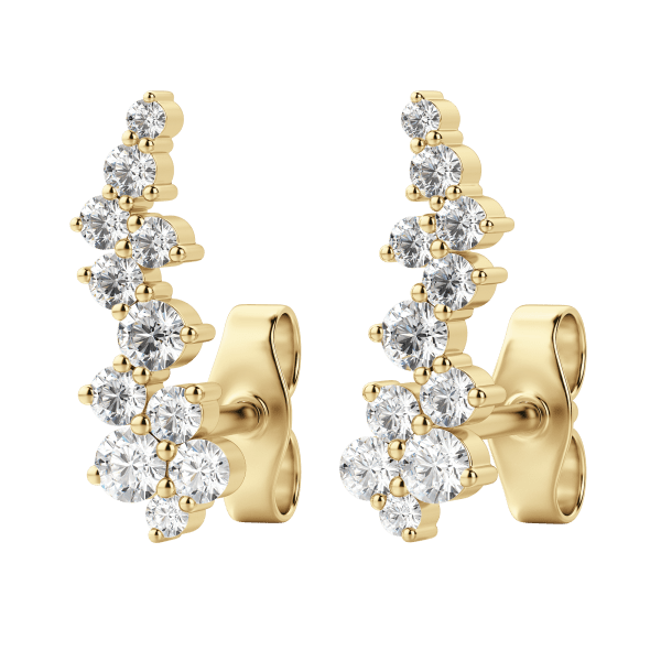 Cluster Earring Climbers 3/8 Cttw 14K Yellow Gold Lab Grown Diamond, Default,