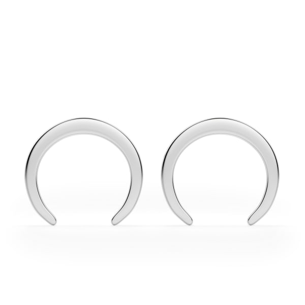 Crescent Stud Earrings, Sterling Silver, Default