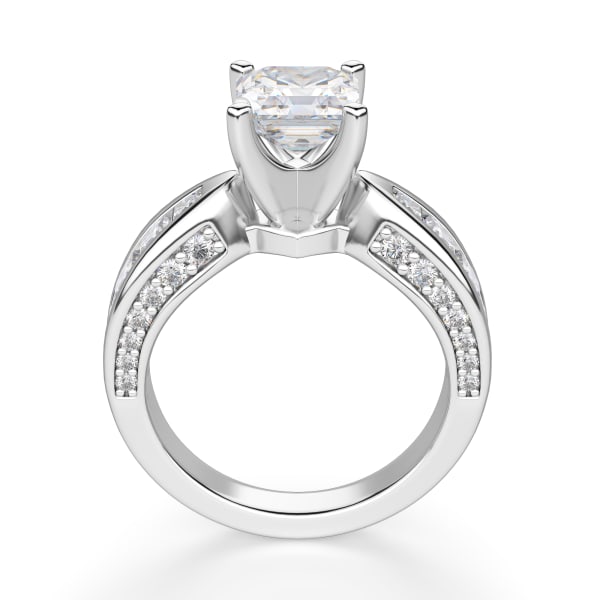 Deco Asscher Cut Engagement Ring, Hover, 14K White Gold, 