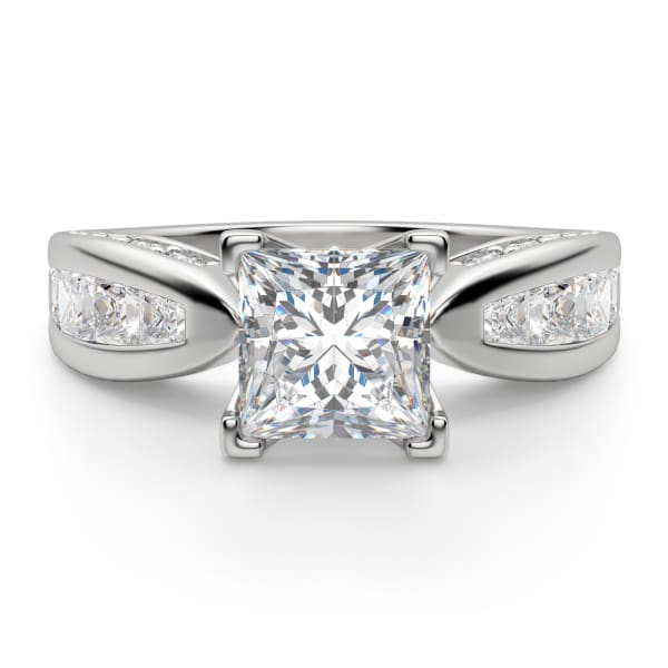 Deco Princess cut Engagement Ring, Default, 14K White Gold, 