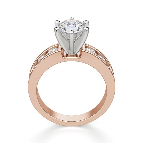 Diamond Diva Round Cut Engagement Ring, Hover, 14K Rose Gold, 