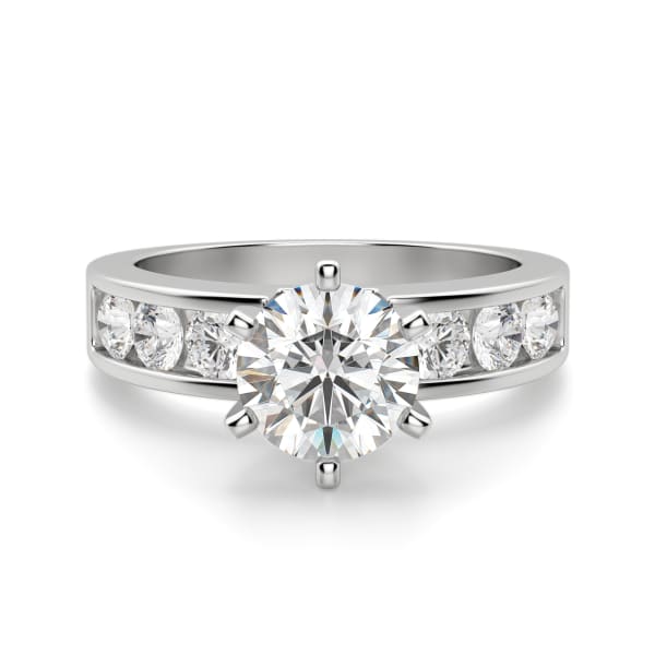 Diamond Diva Round Cut Engagement Ring, Default, 14K White Gold, Platinum, 