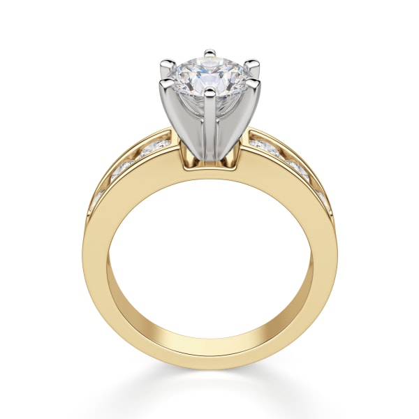 Diamond Diva Round Cut Engagement Ring, Hover, 14K Yellow Gold, 