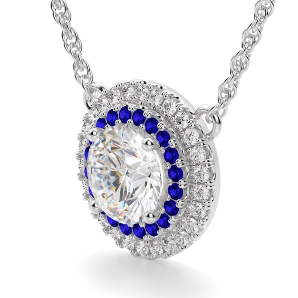 Dubai Sapphire Necklace, 14K White Gold, Hover, 
