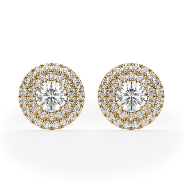 Dubai Stud Earrings With 0.50 Ct Round Centers 14K Yellow Gold Lab Grown Diamond, Default, 