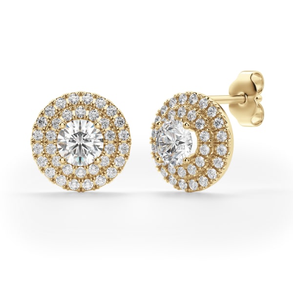 Dubai Stud Earrings With 0.50 Ct Round Centers 14K Yellow Gold Lab Grown Diamond,  Hover, 