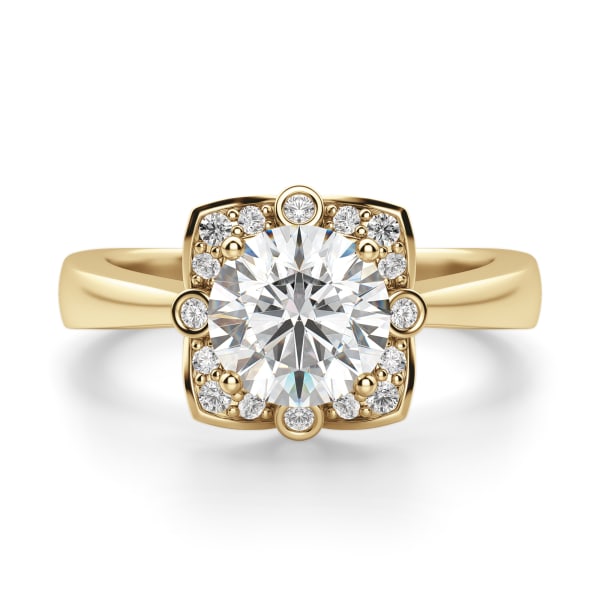 Edelweiss Engagement Ring With 1.75 Ct Round Center DEW Ring Size 4.25-5.75 14K Yellow Gold Moissanite , Default,