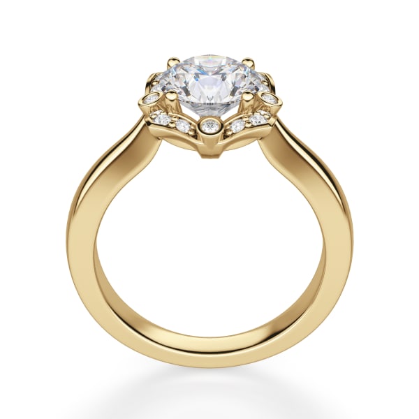 Edelweiss Engagement Ring With 1.75 Ct Round Center DEW Ring Size 4.25-5.75 14K Yellow Gold Moissanite , Hover,