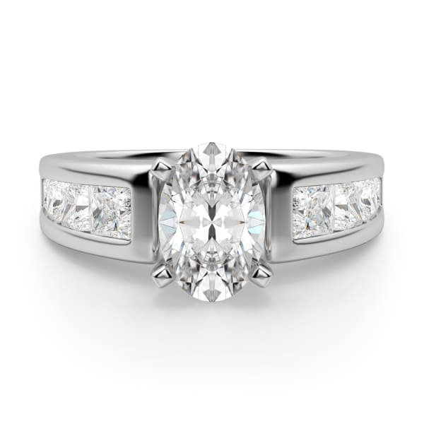Escada Oval Cut Engagement Ring, Default, 14K White Gold, 