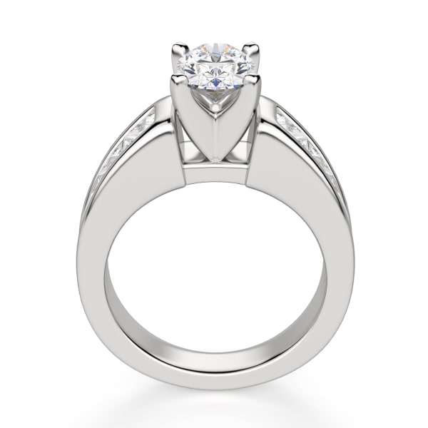 Escada Oval Cut Engagement Ring, Hover, 14K White Gold, 