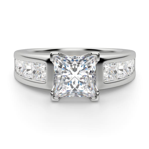 Escada Princess Cut Engagement Ring, Default, 14K White Gold, 