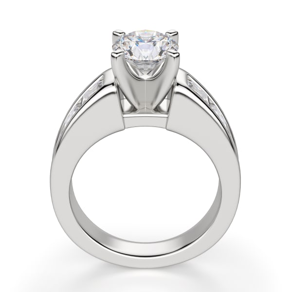 Escada Round Cut Engagement Ring, Hover, 14K White Gold, 
