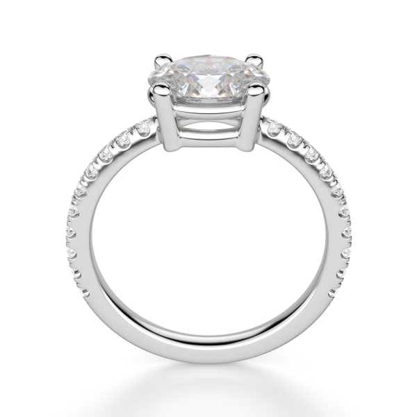 East-West Accented Basket Oval cut Engagement Ring, Hover, 14K White Gold, 