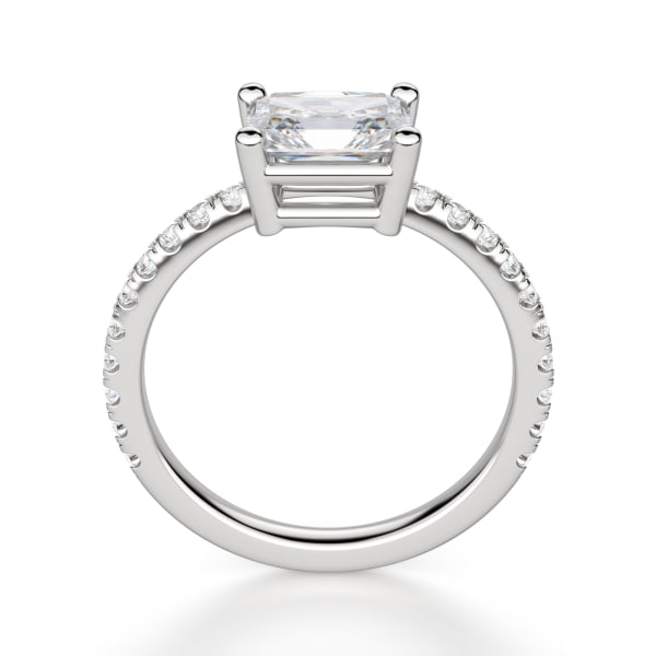 East-West Accented Basket Radiant cut Engagement Ring, Hover, 14K White Gold, 