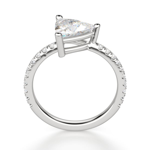 East-West Accented Basket Trillion cut Engagement Ring, Hover, 14K White Gold, 