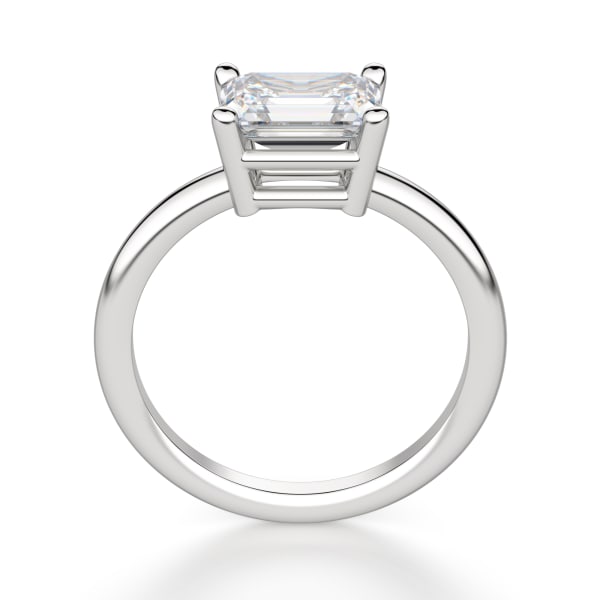 East-West Classic Basket Emerald cut Engagement Ring, Hover, 14K White Gold, 